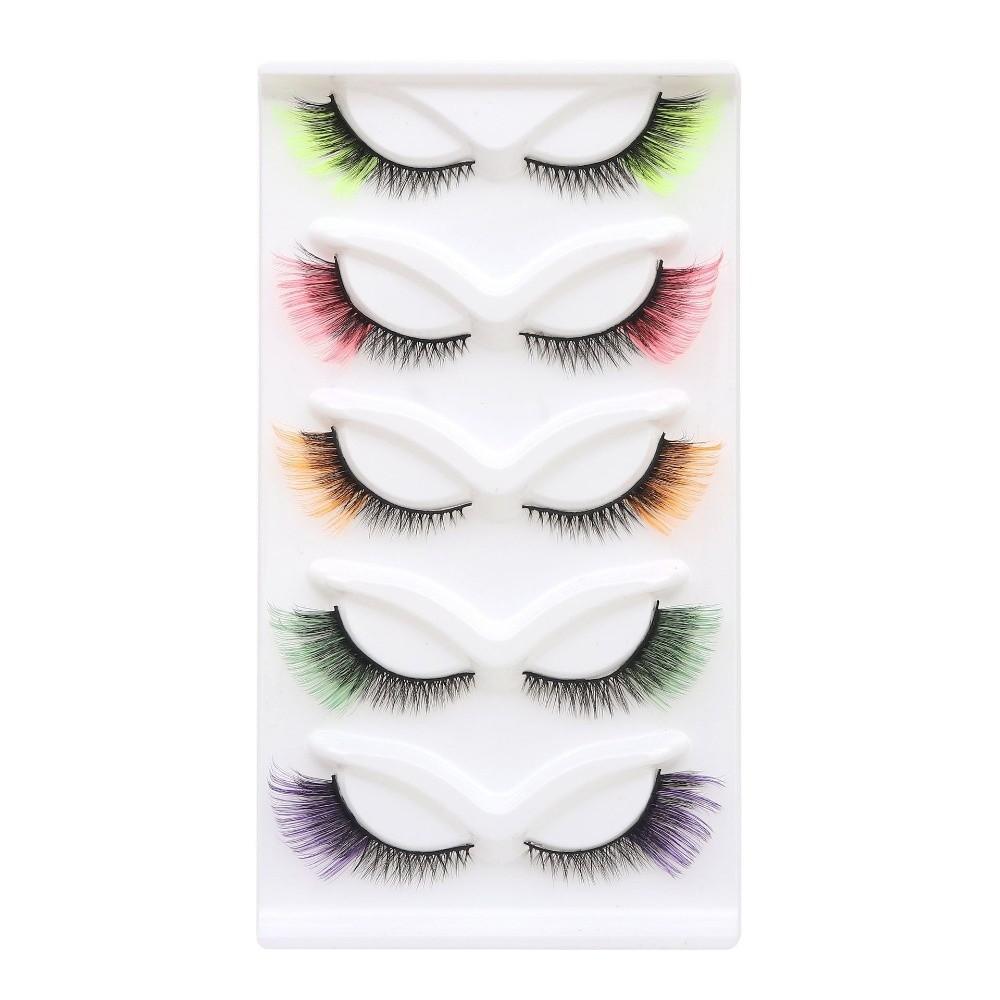 Soft Cat Eye False Eyelashes Fluffy Faux Mink Wispy Lashes Colored Anime Lashes Makeup