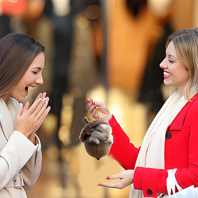 Lesní zvířátka žaludové ozdoby 2D ploché útulné lesní vánoční ozdoby, 2026 Nová dekorace zvířátka z borové šišky