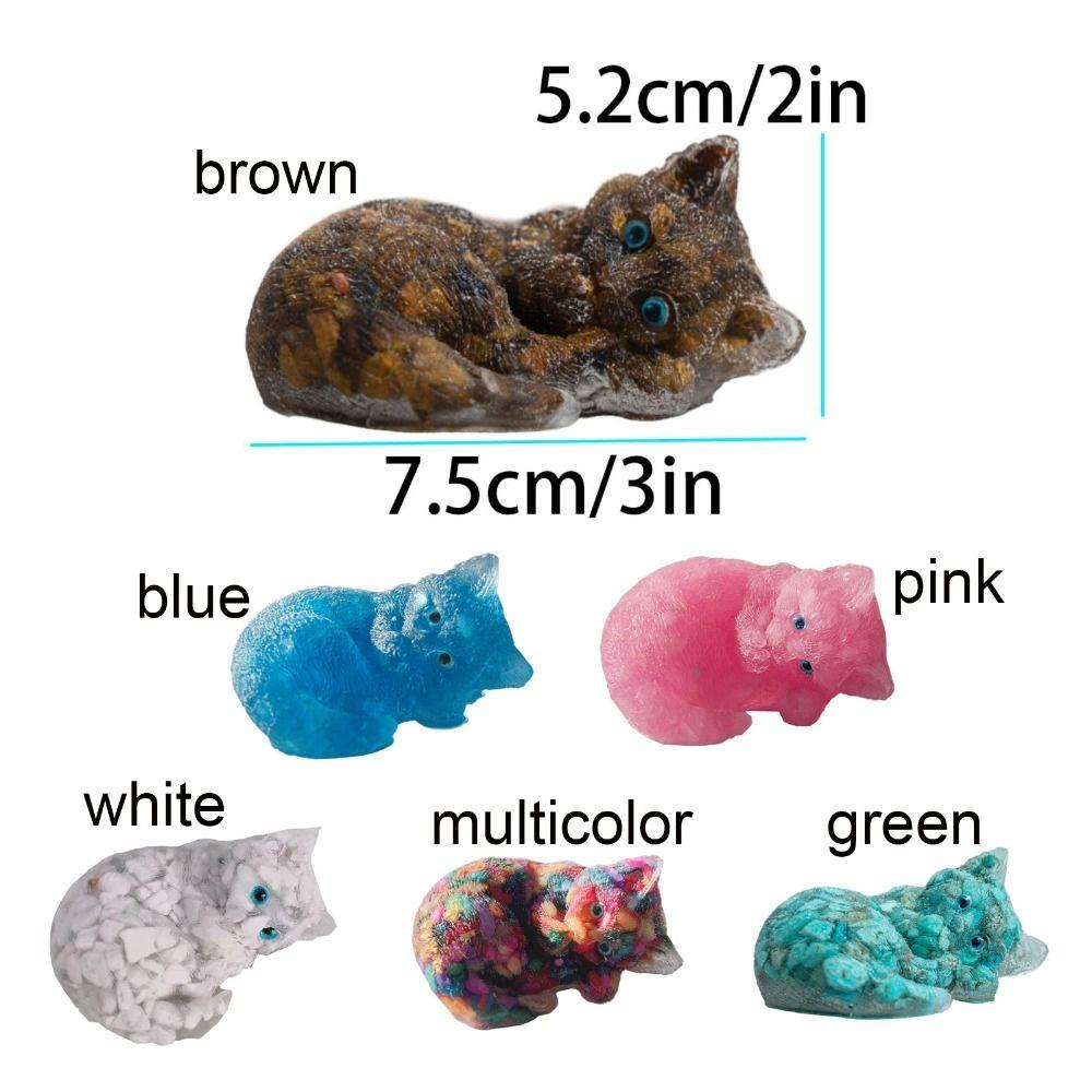 Exquisite Lucky Cat Stone Figurine Mini Cartoon Wealth Cat Model  Bedroom