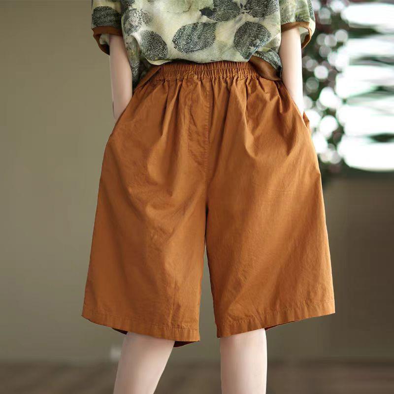 

Вільні літні короткі жіночі повсякденні штани ZANZEA з еластичною талією S помаранчевий