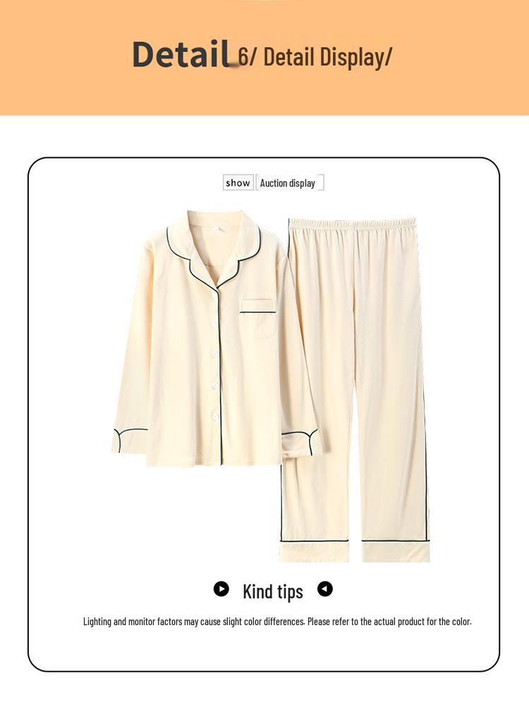 Pigiama da Donna a Maniche Lunghe in Cotone - Cardigan Monocolore per Primavera e Autunno