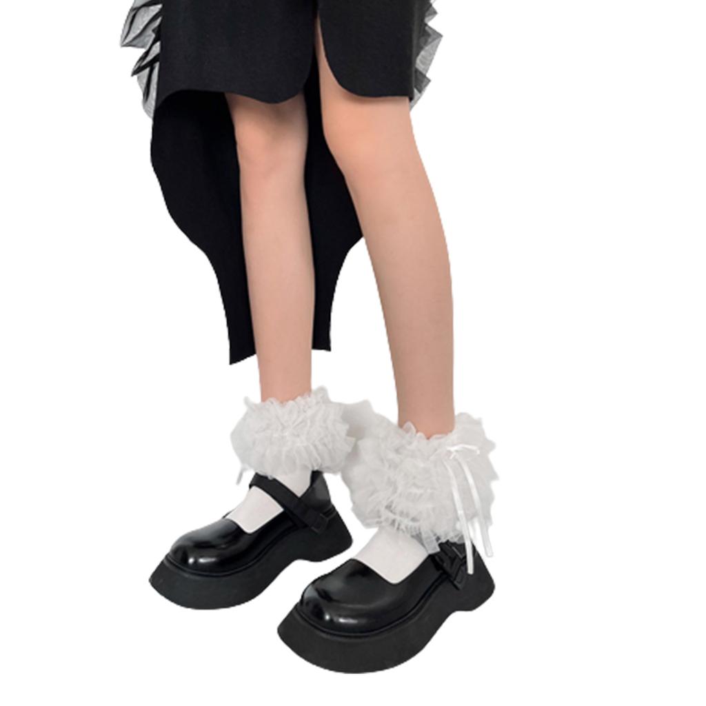1 Pair of Ruffle Ankle Socks Sweet Frilly Socks Ballet Socks Bows Lace Top Sock
