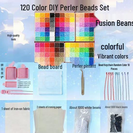 2.6mm Perler Beads Complete Set: 3D Puzzle, Fused Beads, DIY Tool Kit for Handmade Crafts.