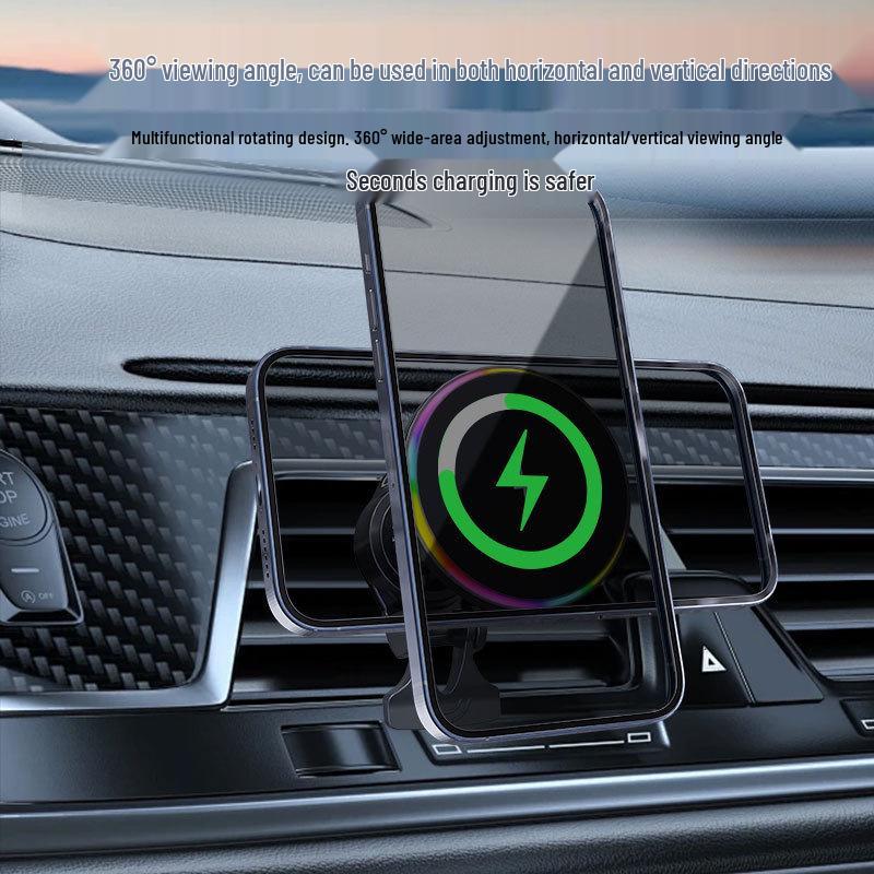 RGB Magnetic Wireless Car Charger & Phone Holder - 15W
