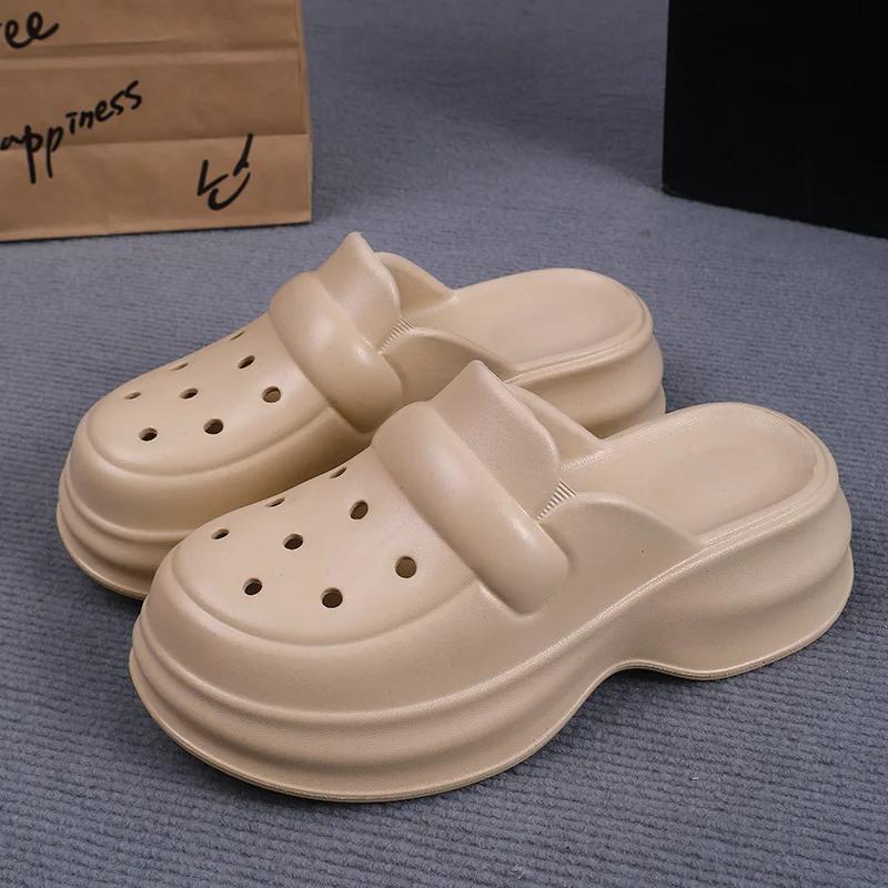 Fashion White Eva Platform Clogs Women Thick Sole Closed Toe Slippers Woman Summer Beach Sandals Non Slip Garden Slides Shoes for Ladies