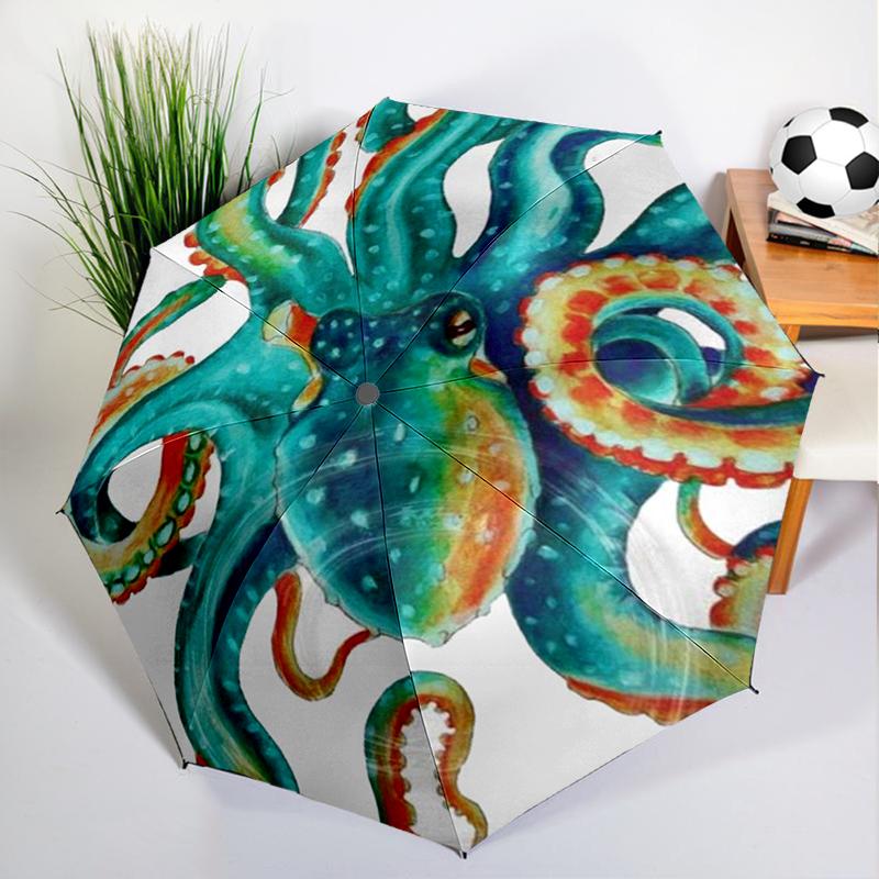 Retro Cthulhu Octopus Umbrella Automatic Open/close, Sturdy Iron Frame & 8-Rib Struct, Umbrella for Women & Men, Christmas Gifts