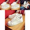Timeless White Korean Female Flat Leather Sneaker For Sports And Students