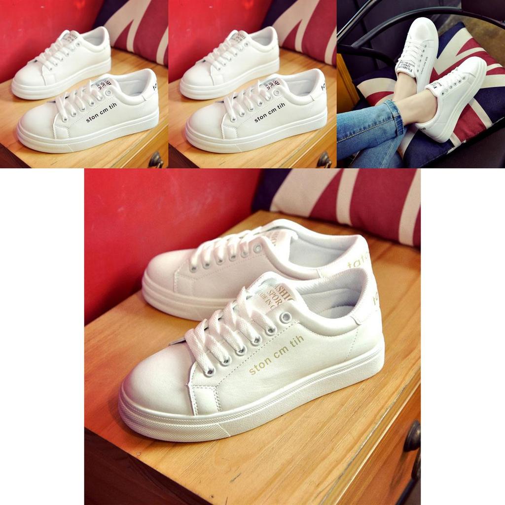 Timeless White Korean Female Flat Leather Sneaker For Sports And Students