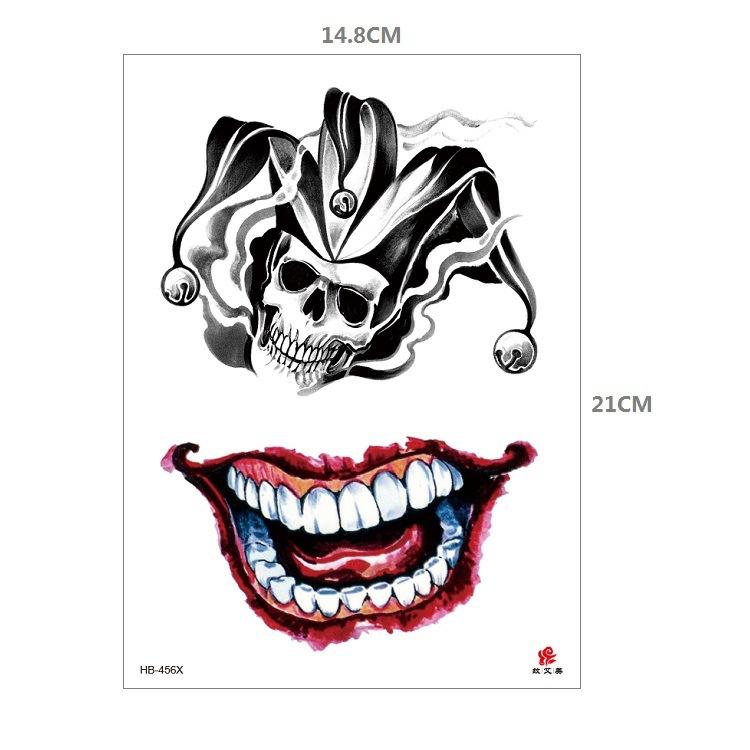 Clown Mouth Flower Body English Color Lion Tiger Half Arm Animal Pattern Water Transfer Simulation Tattoo Sticker