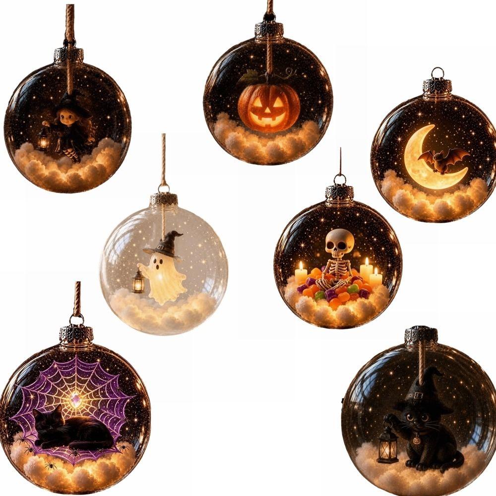 Glowing Halloween Hanging Ball Ornaments Ghost Pendant Ball Luminous Hanging Ball Halloween Party
