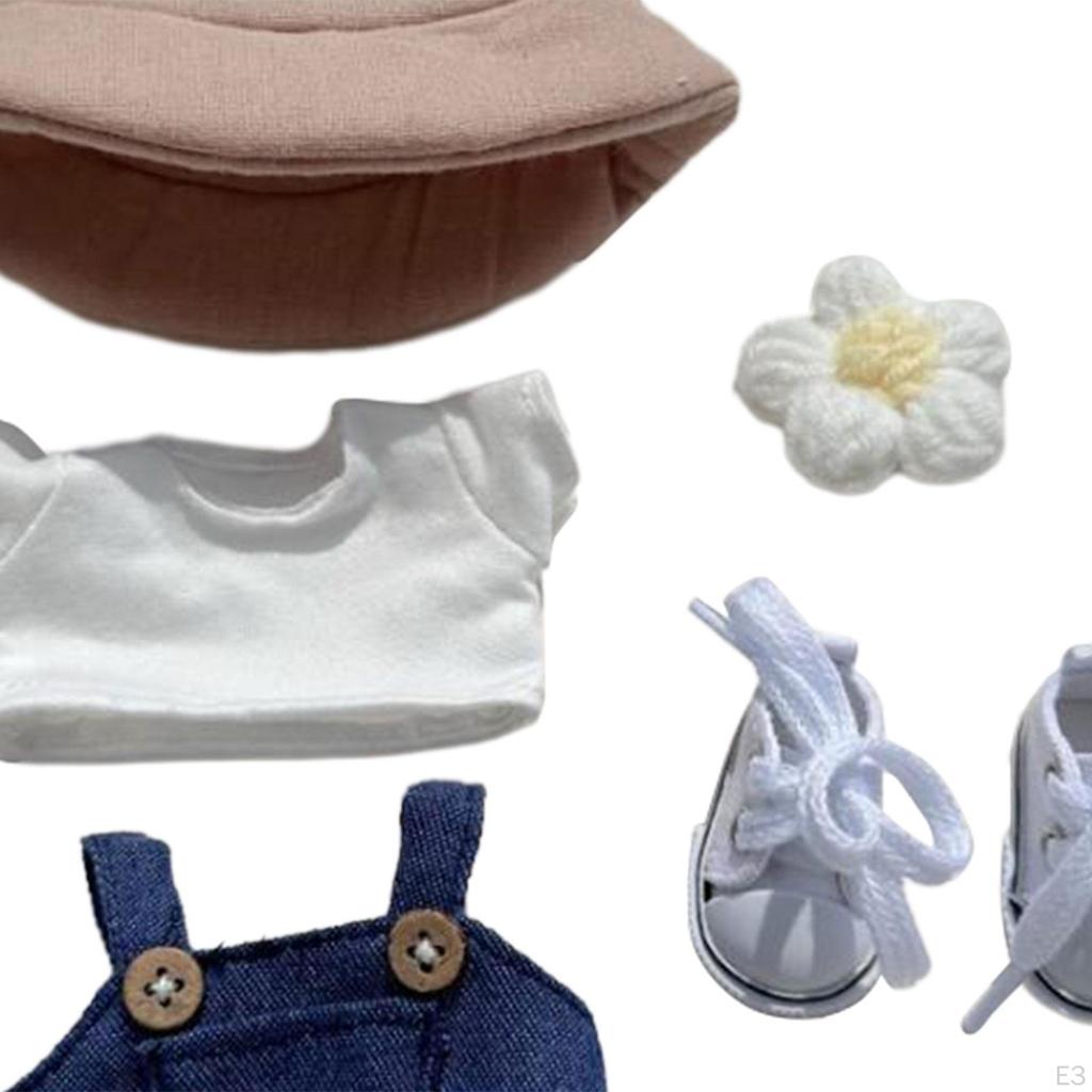 6.69inch Doll Clothes Soft Dressing Up Decoration DIY Toy Clothing Embroidered Denim