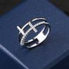 Double Cross Rings for Women Minimalist Cubic Zirconia Rose Gold Finger Accessories Female Jewelry Large Size R758