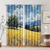 2 Pcs, Filtering Curtains (excluding Rods, Non-movable, Without Batteries) Artistic Scenery for Use In Bedrooms and Living Rooms