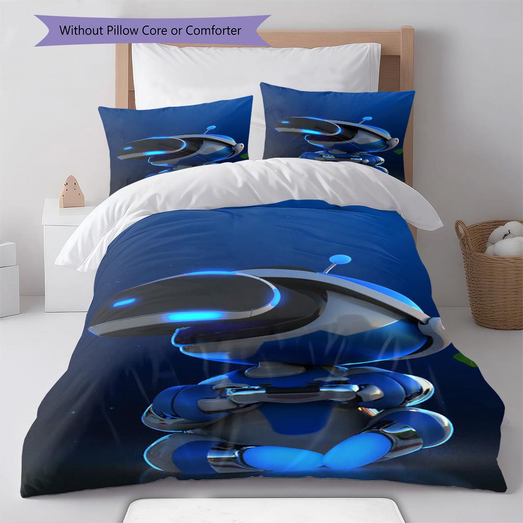 ASTRO BOT Pattern Bedding,Quilt Set Quilt Cover Pillowcase Home Birthday Gift (1 * Duvet Cover + 2 * Pillowcase, Without Core)