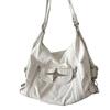 Y2k Large Capacity Shoulder Bag White Pu Leather Star Handbag American Style Punk Goth Fashion Simple Designer Handbag Tote Bag