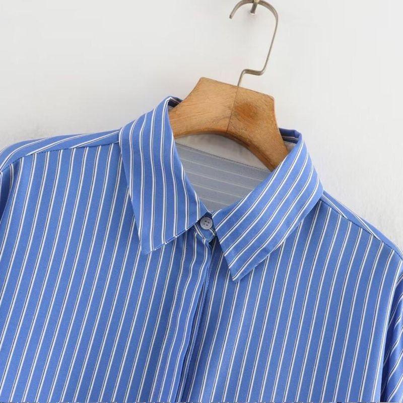 Kaslead New Arrival Women's Fashion Style Fashion Minimalist Long Sleeve Stripes Oxford Shirt Tops