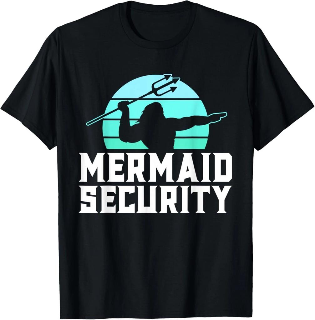 Mermaid Security Shirt Men's Boys Swimmer Dad Merdad Trident Gift Unisex T-Shirt