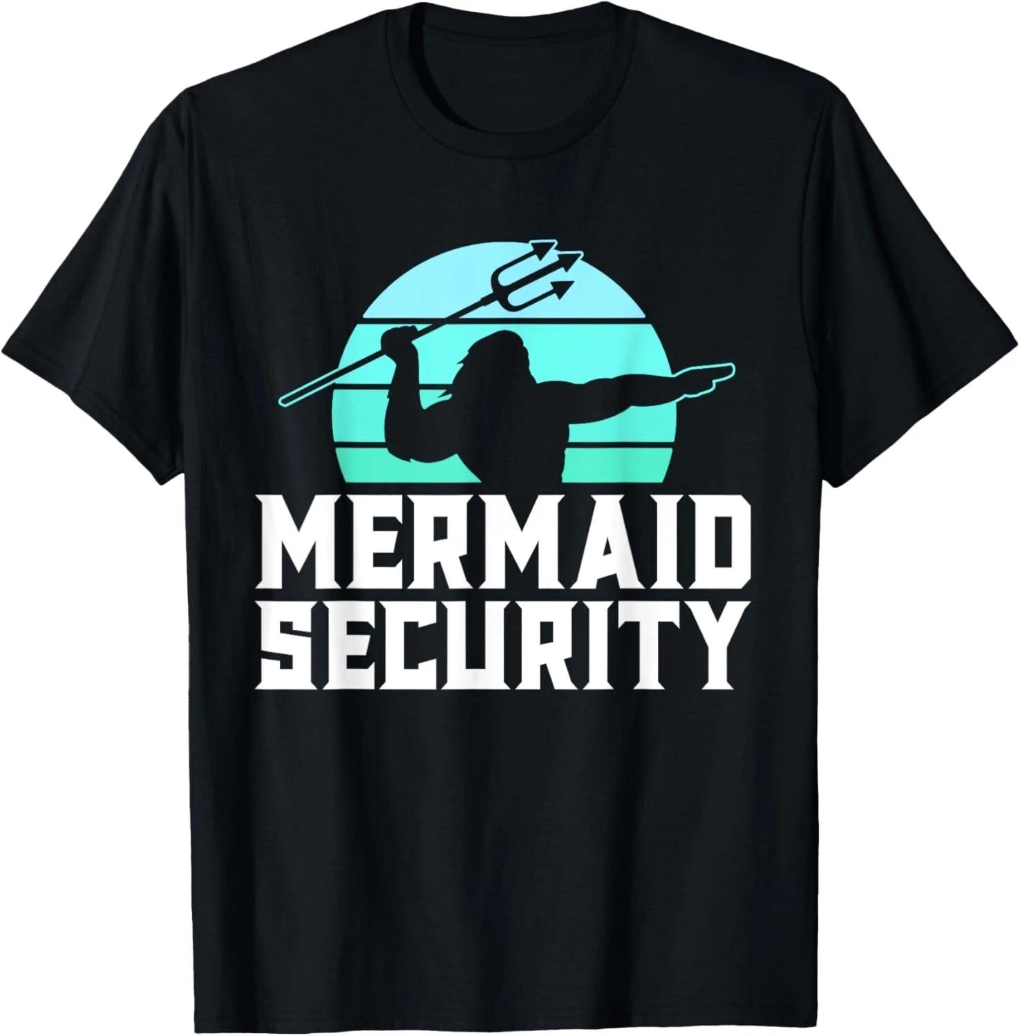

Mermaid Security Shirt Men s Boys Swimmer Dad Merdad Trident Gift Unisex T-Shirt 4XL