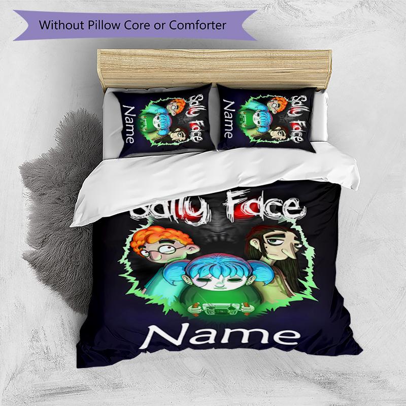 3pcs Custom Name Sally Face Bedding Set Duvet Cover Closure Includes 1 Duvet Cover & 2 Pillowcases for All Seasons Bedroom Decor