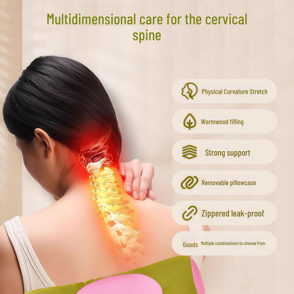 Ai Hu Mugwort Buckwheat Neck Support Pillow - Health-Preserving Cervical Moxibustion Pillow