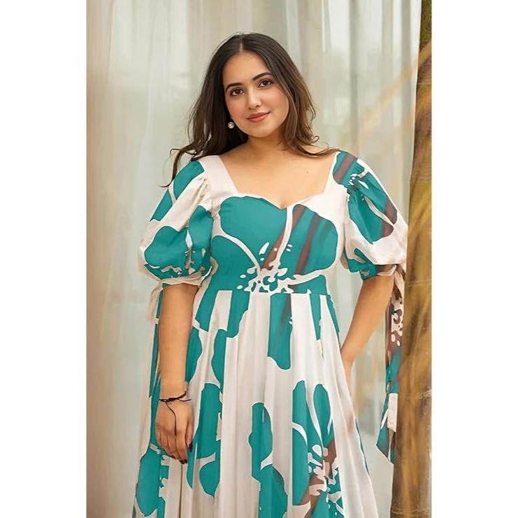 Rochie Maxi din Raion cu Imprimeu Floral pentru Femei|Rochie Dintr-o Bucată pentru Femei|Rochie Western|Rochie Evazată pentru Femei|Rochie Lungă până la Glezne