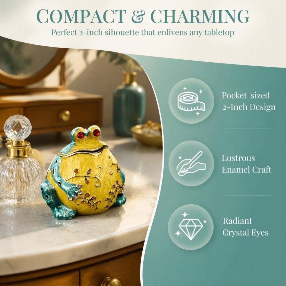 Inlaid Rhinestones Animal Figurine Trinket Box Hinged Jewelry Box Home Desktop Decoration