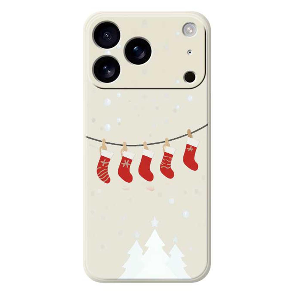 For iPhone 17 Pro Case Christmas Stockings Pattern Printing Straight Edge TPU Phone Back Cover