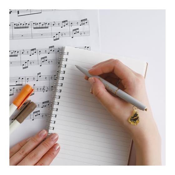 Overglad Music Ensemble Ballpoint Pen with Charm, Piano/Gray MEE-023, Musical Instrument, Gold Leaf, Simple, Classical, Gift