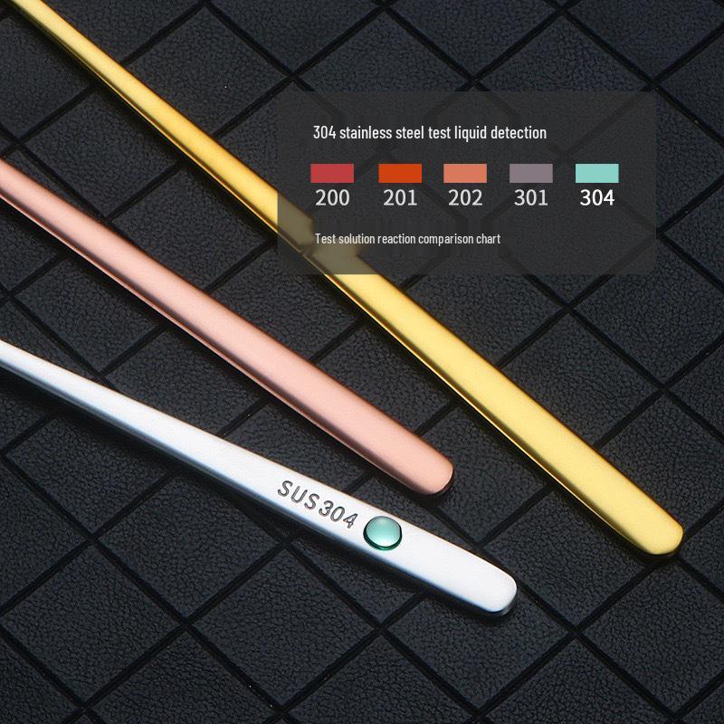 304 Stainless Steel Long-Handled Square Head Spoon - Ideal for Honey, Stirring, Ice, Bar, and Western Tableware