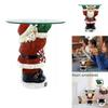 Festive Santa Claus Waiter Tray Sculpture Charming Resin Figurine For Christmas Decor