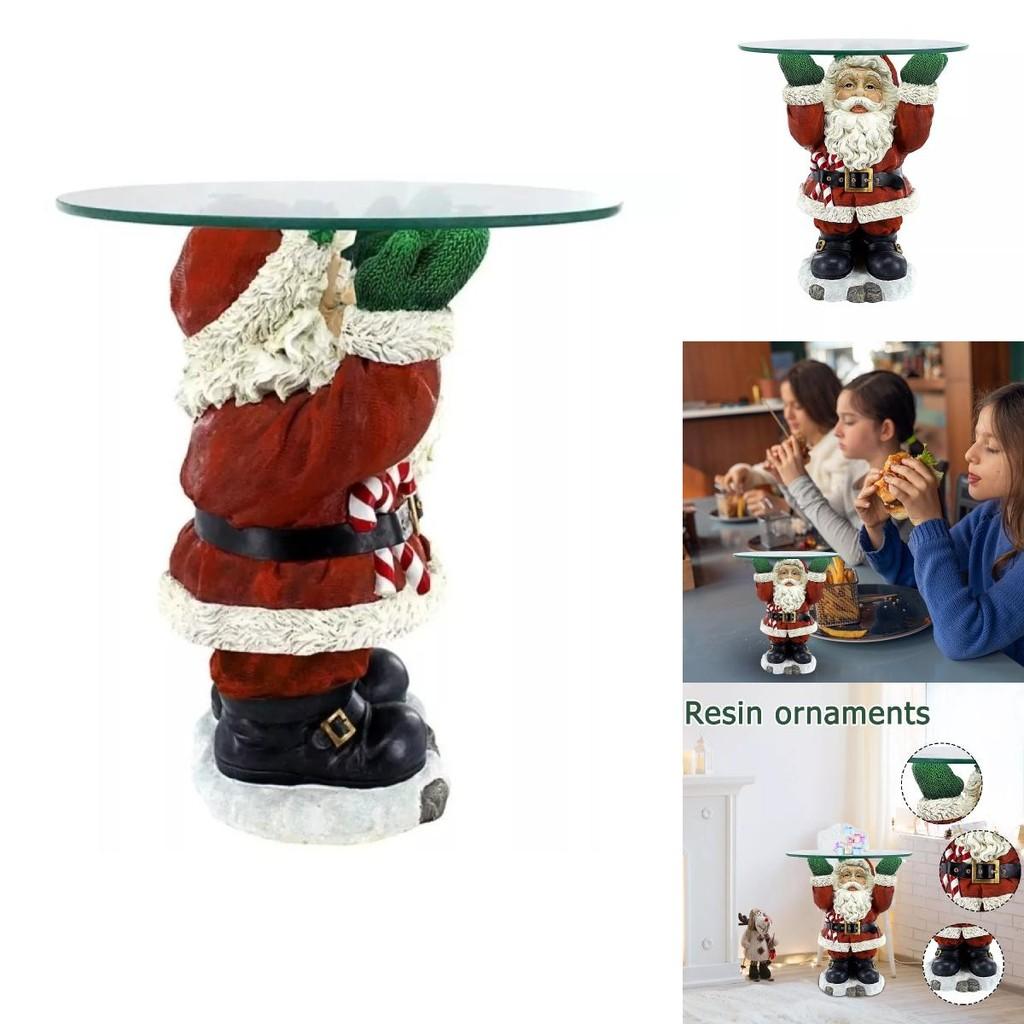 Festive Santa Claus Waiter Tray Sculpture Charming Resin Figurine For Christmas Decor