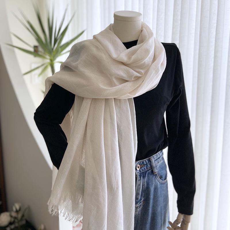 Women's Summer Sun Protection Scarf: Cotton & Linen, Japanese & Korean Style, Medium-Long, Lightweight Shawl