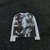 Europäischer und Amerikanischer Y2K Frühlingstrend Dunkle Herren- und Damenmode Street Gothic Rundhals Langarm T-Shirt