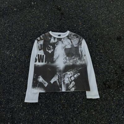 European and American Y2K Spring Trend Dark Men's and Women's Fashion Street Gothic Round Neck Long Sleeve T-shirt