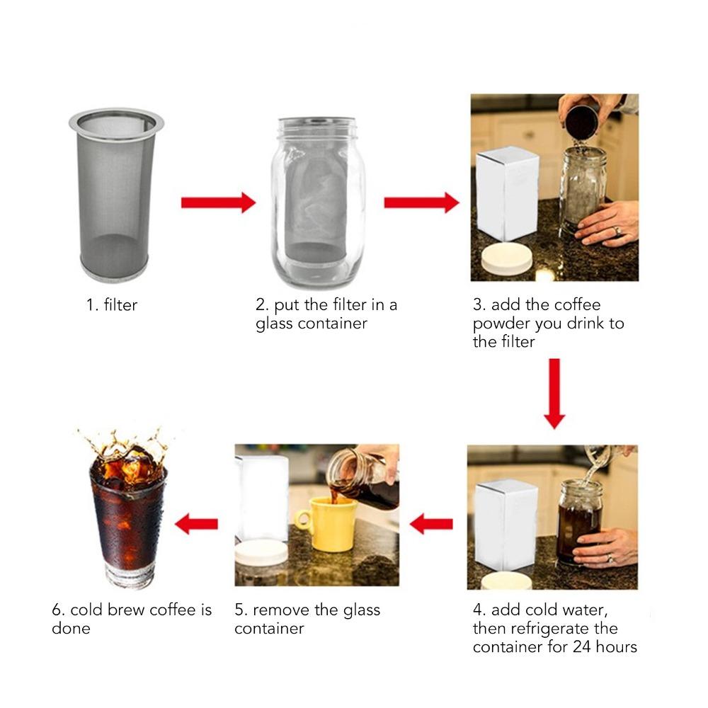 Stainless Steel Cold Brew Coffee Filter Ultra Fine Mesh Wide Mouth Coffee Filter  Iced Tea Maker