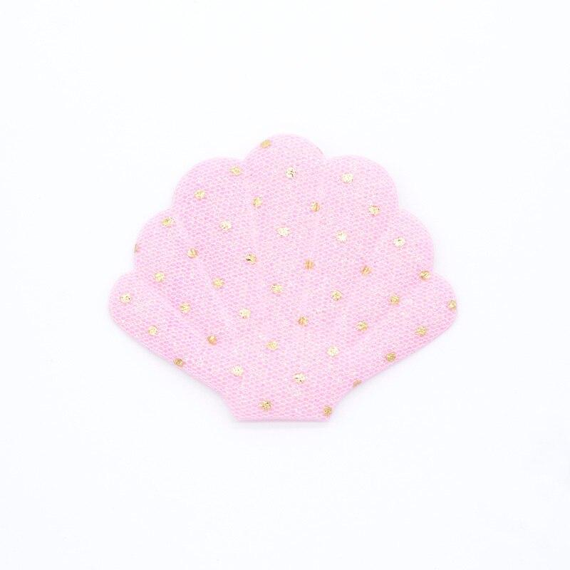 10Pcs 76*58mm Glitter Dot Print Shell Padded Appliques for DIY Cake Topper & Baby Headwear BB Clip Accessories Decor Patches