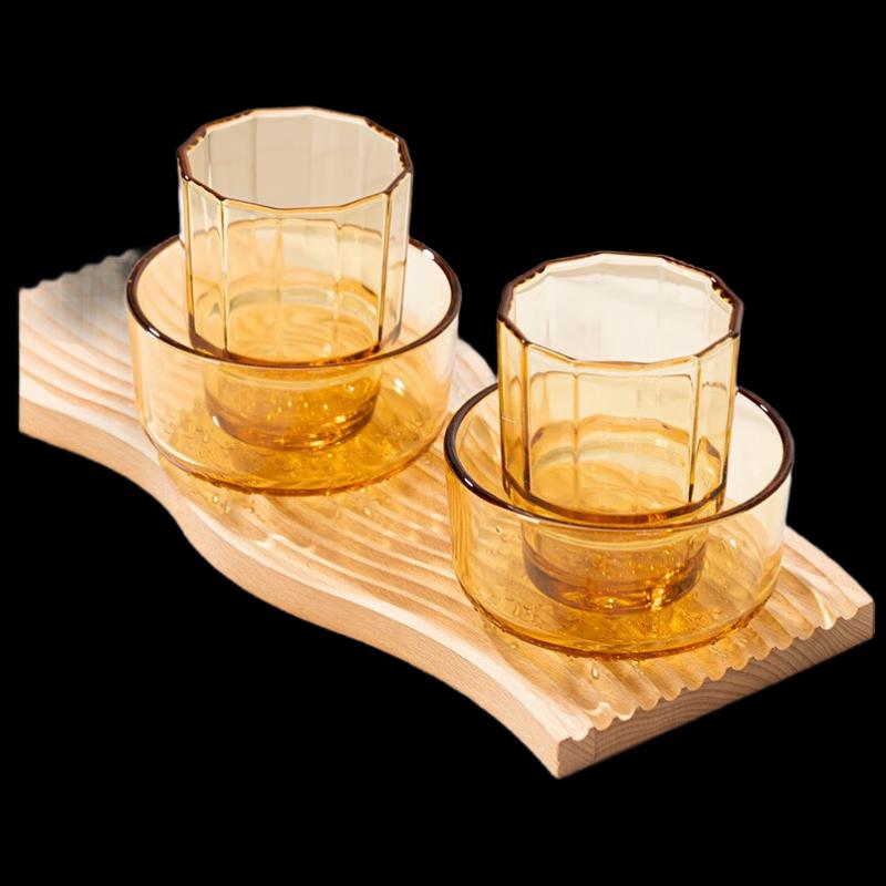 Gaotaibai Yingxue Amber Glass 4-Piece Dinnerware Set