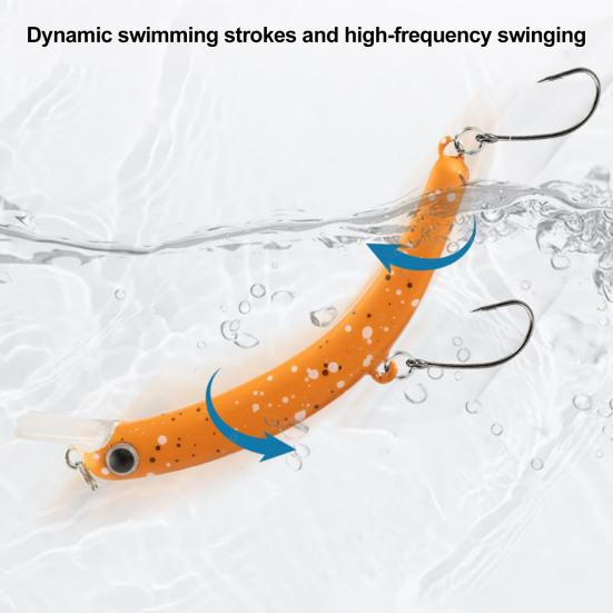 

6.3CM Carved Minnow Fishing Lure with Tongue Hooks, Sinking Plastic Bait for Trout & Bass помаранчевий