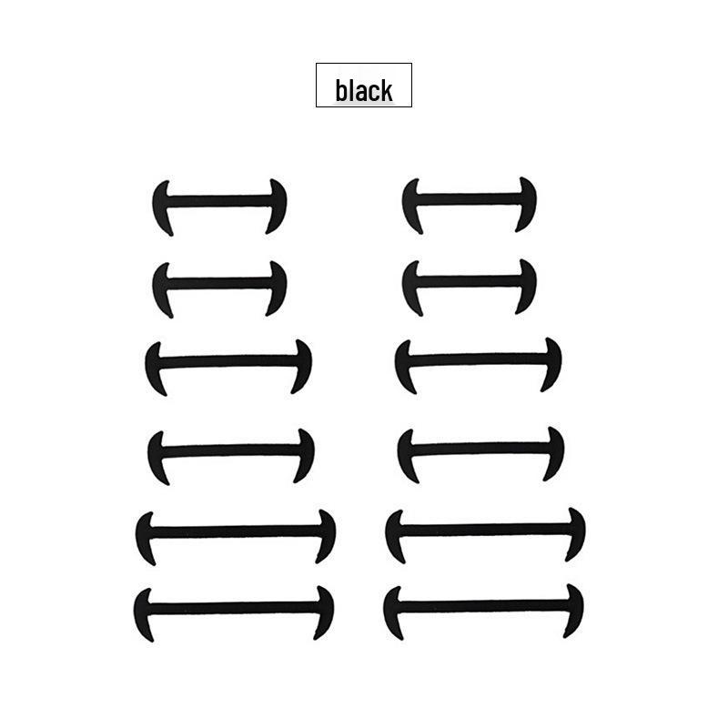 

Leather Shoes Silicone Elastic Shoelaces: 12-Piece Quick Tie Set чёрный
