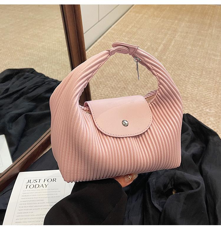 Vertical striped bag women's bag large capacity commuter solid color simple shoulder bag versatile small fresh crossbody bag