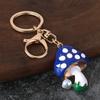 Zinc Alloy Keychain Pendant, Dripping Process Key Ring with Imitation Pearl Cartoon Mushroom Shape, Multiple Colors Bag Charm