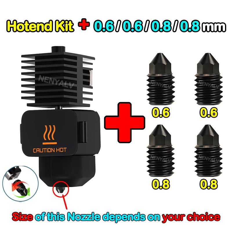Hotend Kit For Bambu Lab A1/A1 Mini Fast Speed Hot End Assembly 0.2/0.4/0.6/0.8mm Hardened Steel Nozzle Brass 3D Printer Part