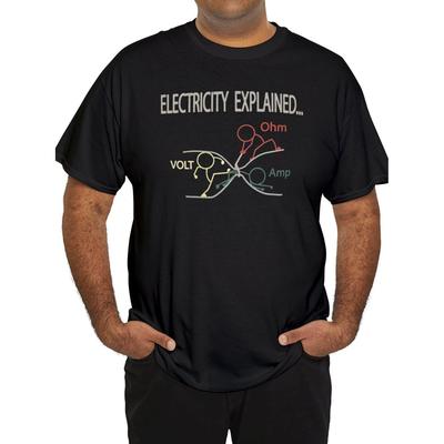 Best Selling New Men's Electric Circuit Pattern T-Shirt - Scientific Theme Ohm's Law - Black T-Shirt - Casual STEM Men Clothing