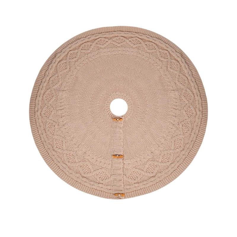 Elegant Knitted Christmas Tree Floor Cover122cm Diameter with Secure Fastening X3UC