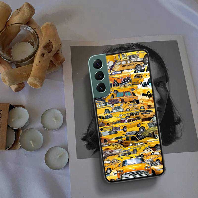NYC Yellow Taxi Cabs Phone Case For Samsung S25 Edge S24 FE Galaxy S22 Ultra S21 Plus S20 S23 S10 Plus Cover Silicone Soft Coque