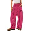 Women's Wide Leg Pants With High Waisted Straight Leg And Spliced Pocket Casual Pants