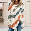 Ladies Plus Size Tie Dye Striped Long Sleeve T Shirt Round Neck Loose Irregular Hem Casual Tunic Top For Daily Wear