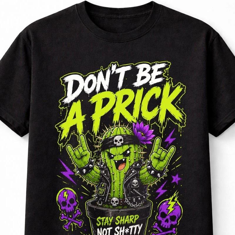 Cactus Dont Be A Funny Angry Cartoon Punk Graphic Unisex TShirt S