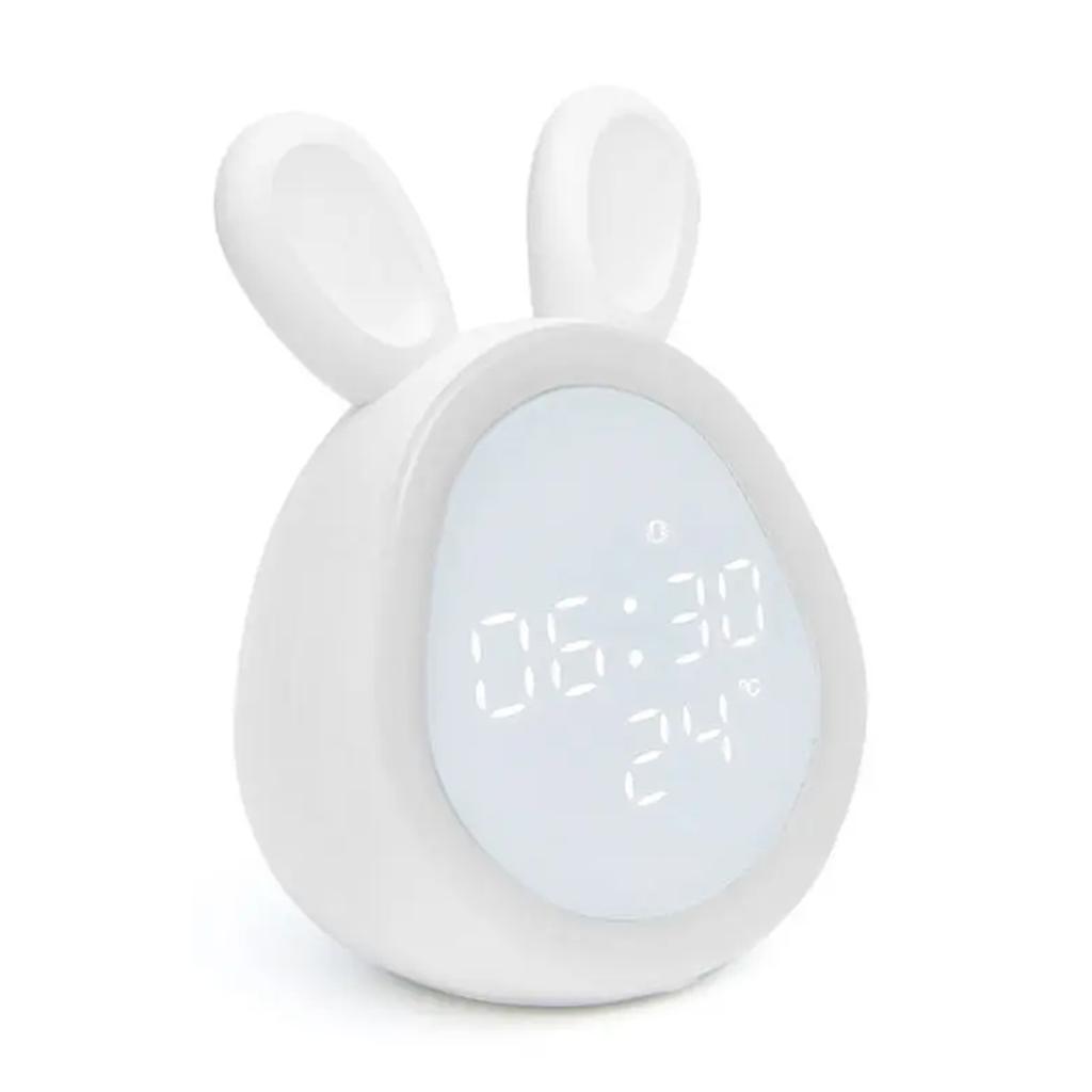 Rabbit Night Light Alarm Clock USB Charging LED Dimmable Snooze Timer Smart Digital Clock for Kids