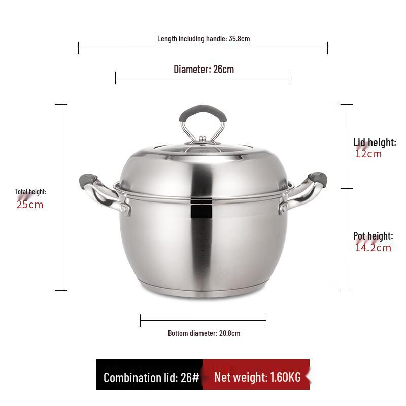 Lilang Stainless Steel Double-Handle Soup Pot